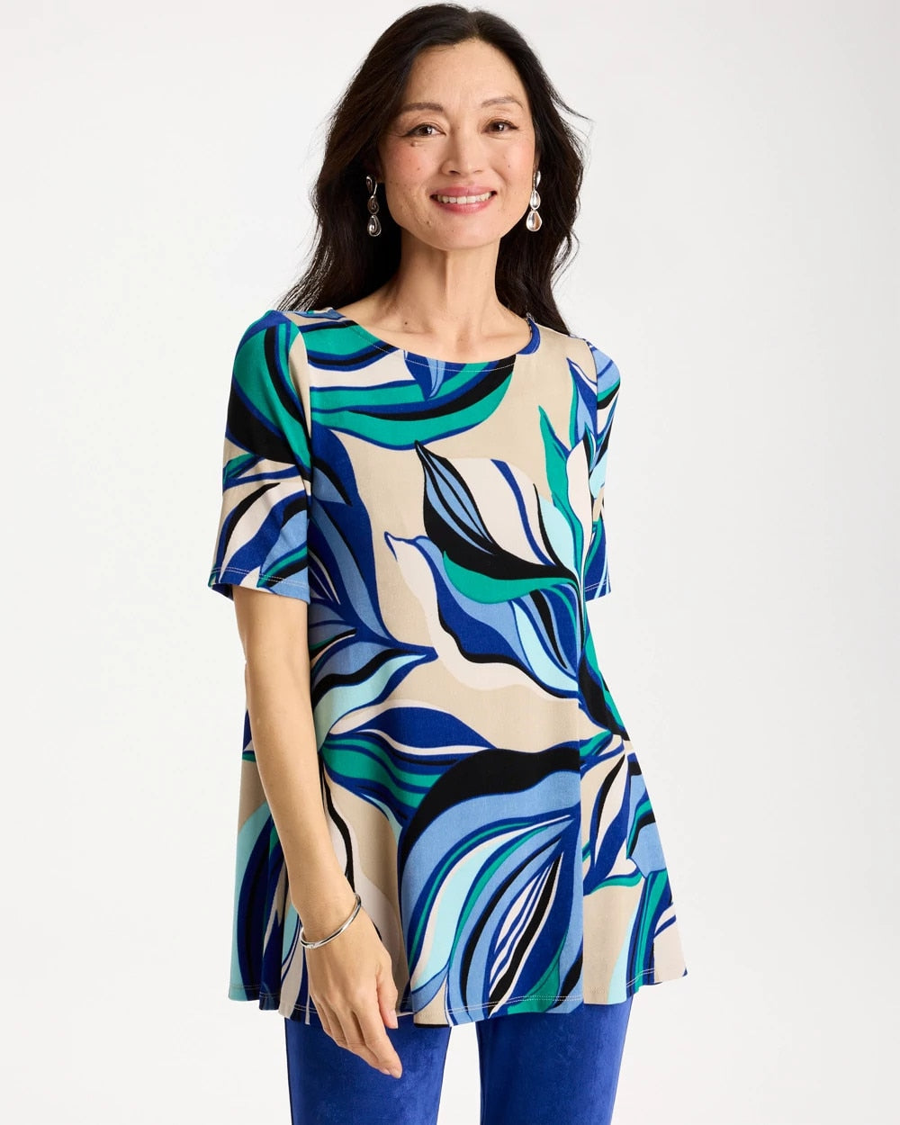 Travelers™ Marble Flora Swing Tunic Rich Cobalt - Chico's