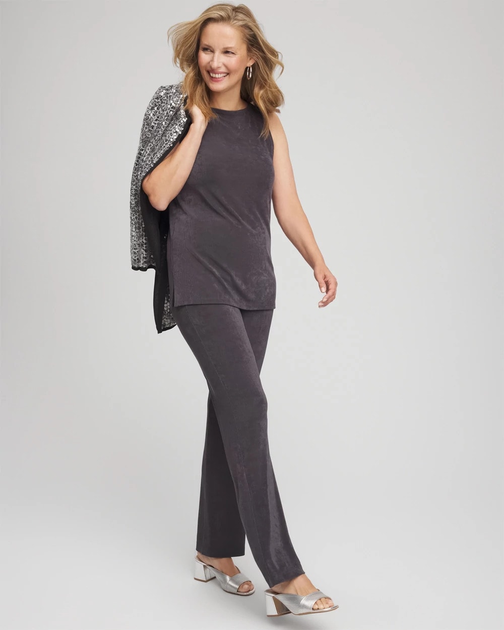 Travelers™ Classic Side-Slit Tank Serene Gray - Chico's