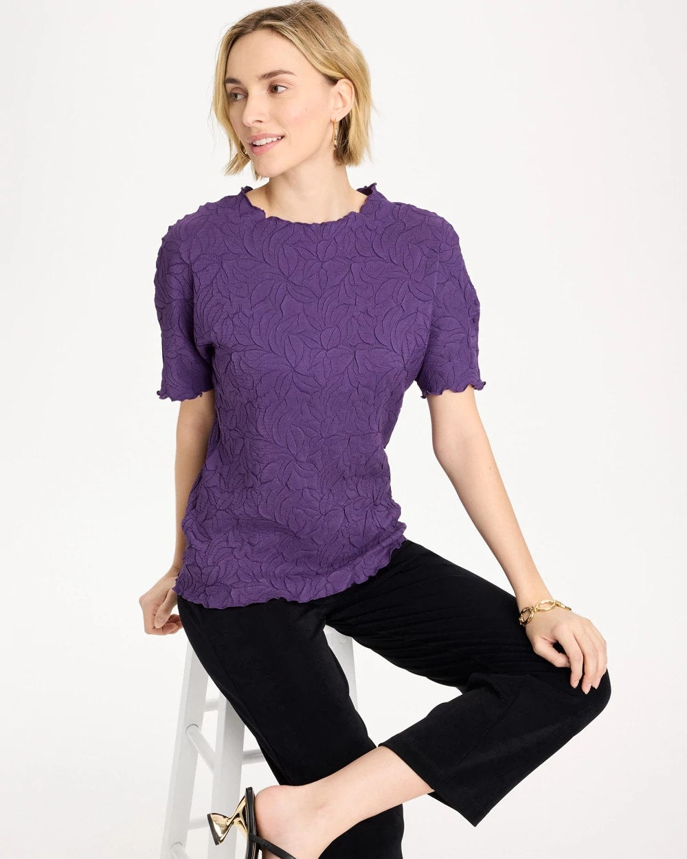 Travelers™ Embossed Pullover Top Rich Amethyst - Chico's