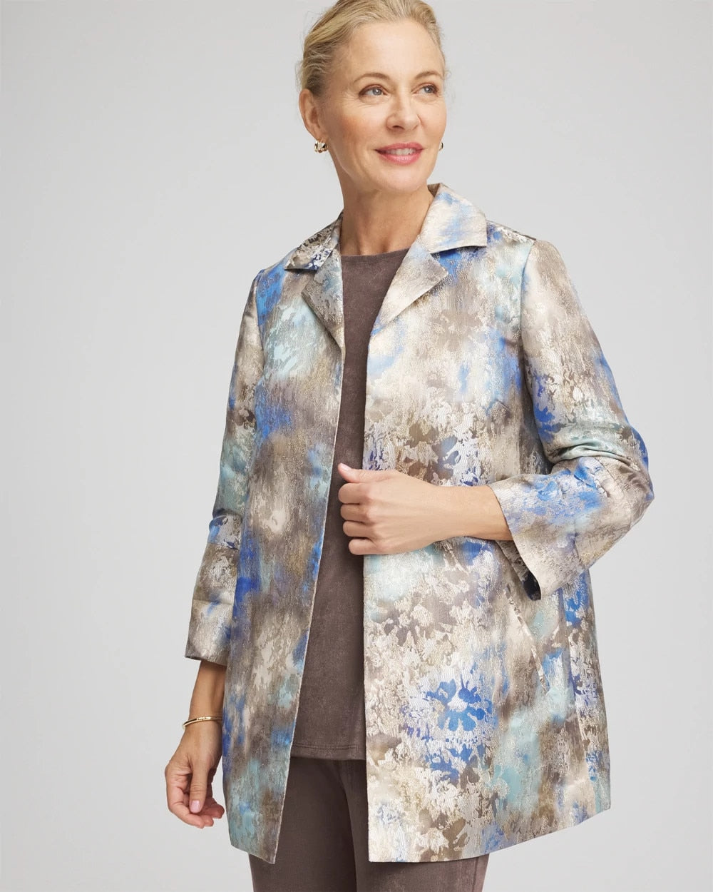 Travelers™ Collection Watercolor Jacquard Jacket Walnut - Chico's
