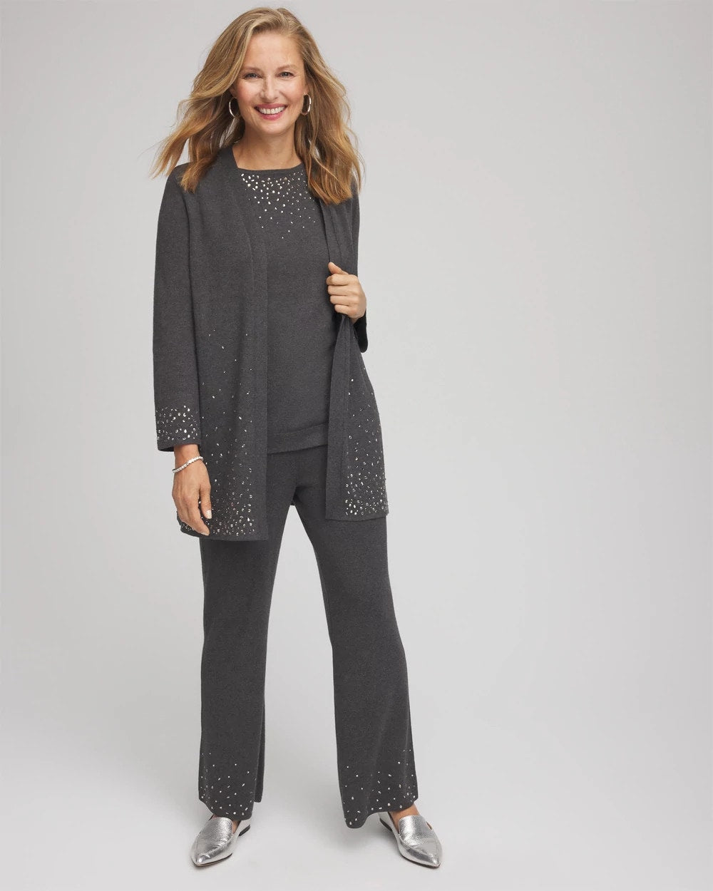 Travelers™ Embellished Straight-Leg Pants Graphite Gray - Chico's