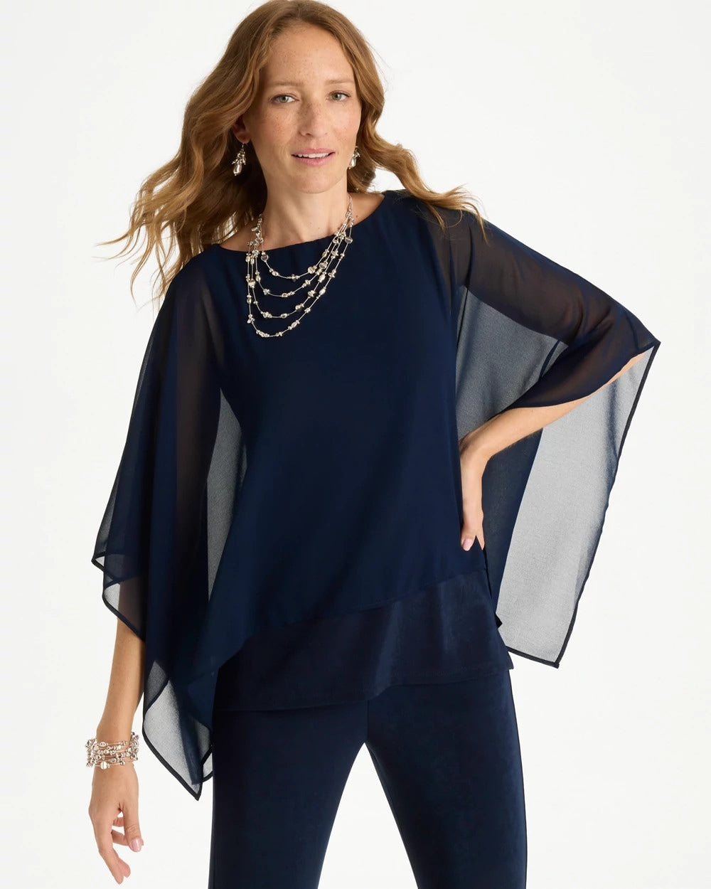 Travelers™ Chiffon Layered Top Travelers India Ink - Chico's