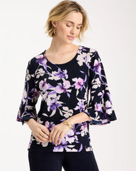 Travelers™ Amethyst Iris Flounce-Sleeve Top Travelers India Ink - Chico's