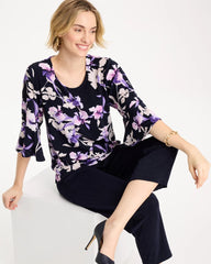 Travelers™ Amethyst Iris Flounce-Sleeve Top Travelers India Ink - Chico's