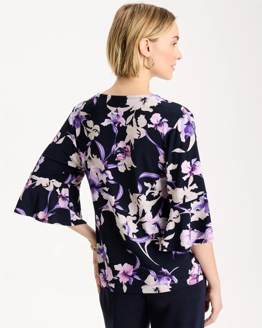 Travelers™ Amethyst Iris Flounce-Sleeve Top Travelers India Ink - Chico's
