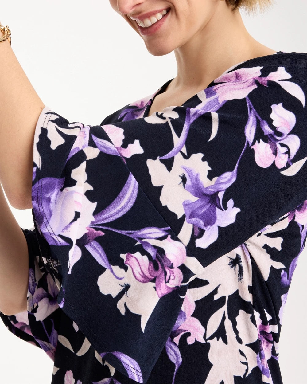 Travelers™ Amethyst Iris Flounce-Sleeve Top Travelers India Ink - Chico's
