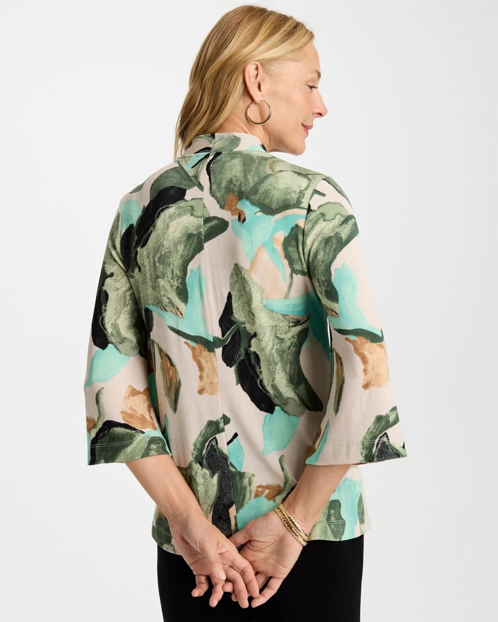 Travelers™ Bloom V-Neck Kimono Top Kelp Forest - Chico's