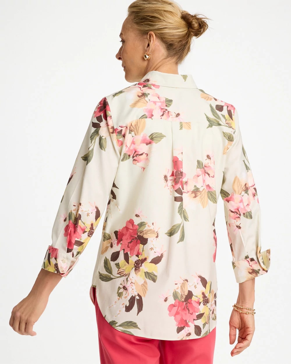 No Iron™ Printed Stretch Shirt Hot Honeysuckle - Chico's