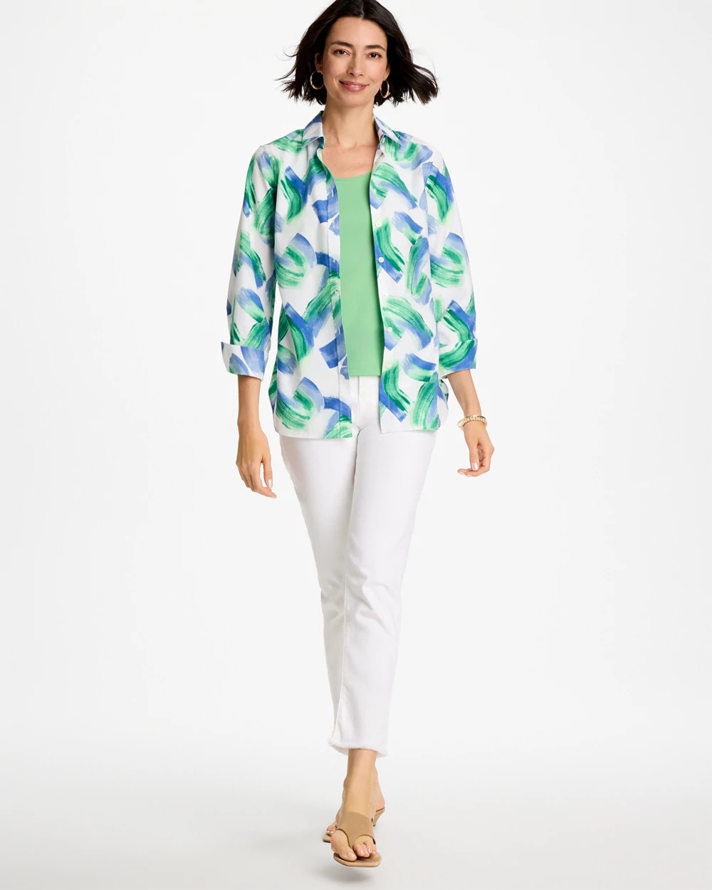 No Iron™ Printed Stretch Shirt Amparo Blue - Chico's