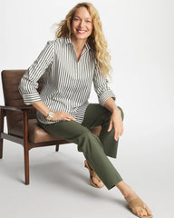 No Iron™ Stretch Striped Shirt Kelp Forest - Chico's