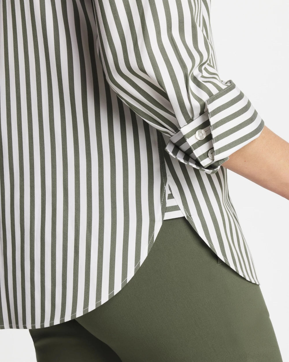 No Iron™ Stretch Striped Shirt Kelp Forest - Chico's