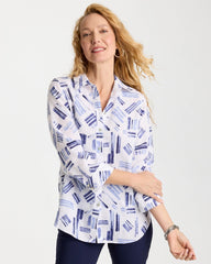 No Iron™ Printed Linen Shirt Amparo Blue - Chico's