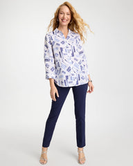 No Iron™ Printed Linen Shirt Amparo Blue - Chico's