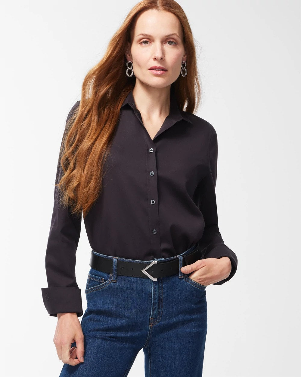 No-Iron™ Stretch Shirt Black - Chico's