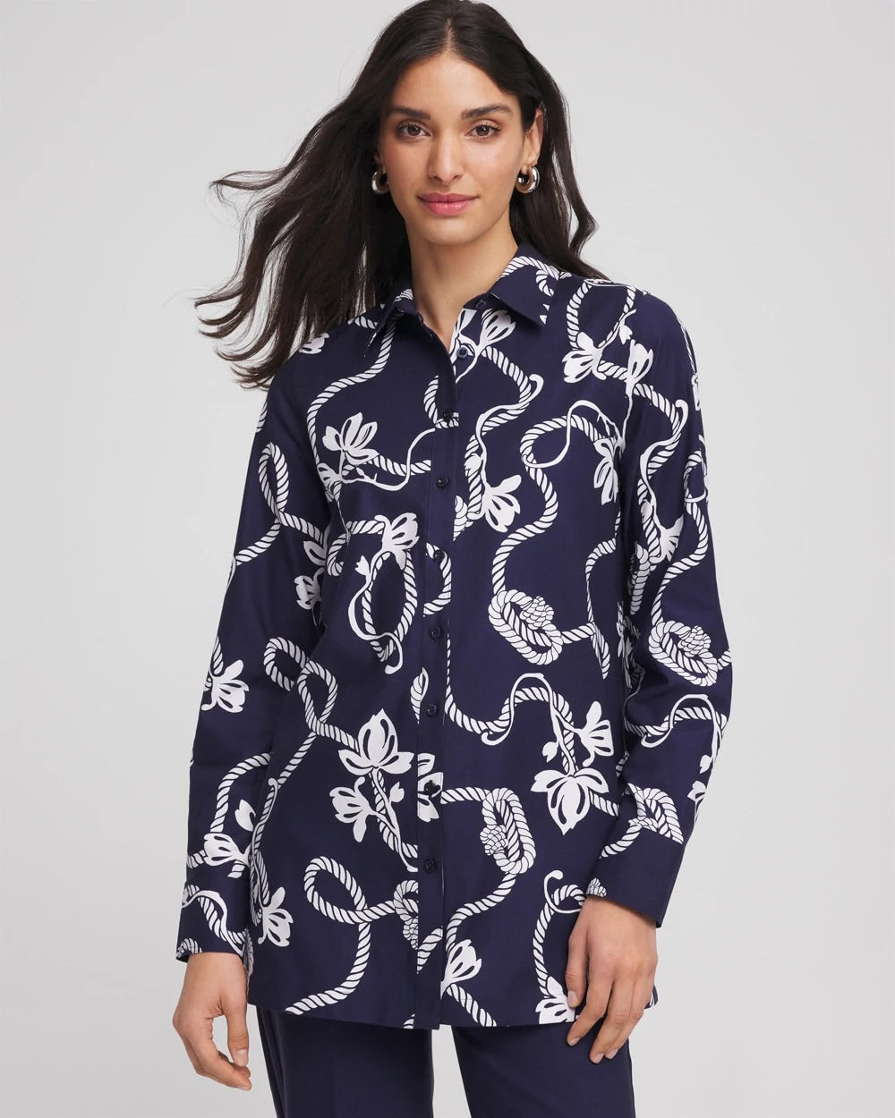 No Iron™ Rope Print Tunic Passport Blue - Chico's