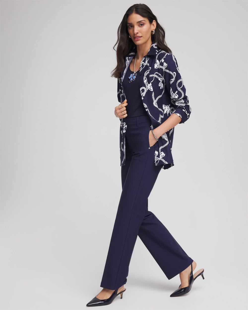 No Iron™ Rope Print Tunic Passport Blue - Chico's