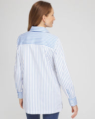 No Iron™ Stripe Mix Tunic Tidal Blue - Chico's