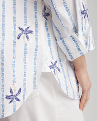 No Iron™ Palm Striped Sateen Shirt Blue Casa - Chico's