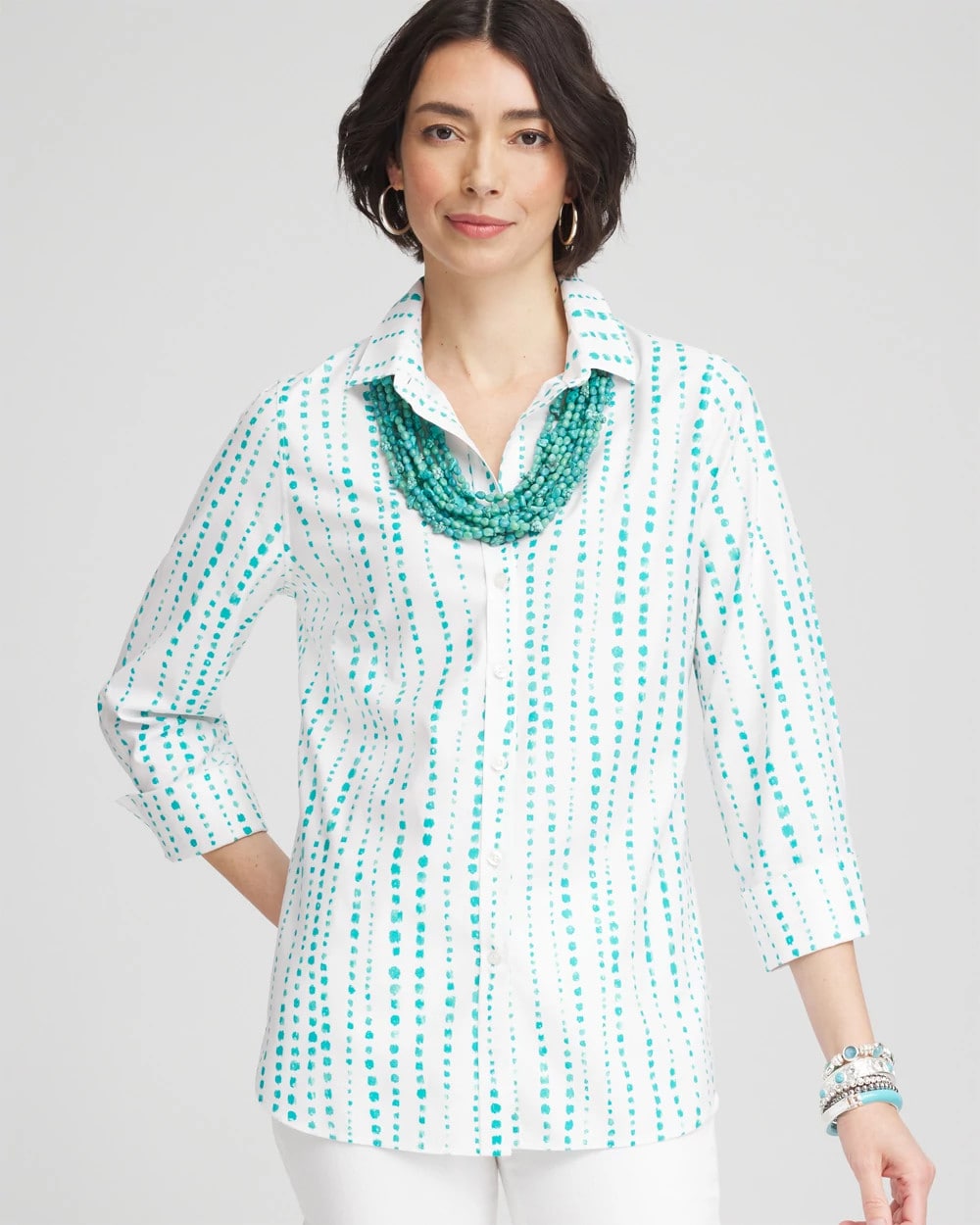 No Iron™ Sateen Bubble Print Shirt Seaspray - Chico's