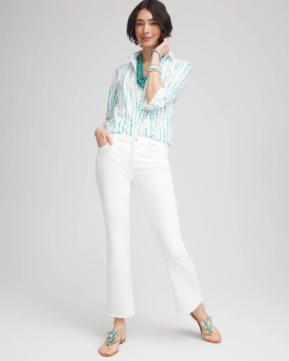 No Iron™ Sateen Bubble Print Shirt Seaspray - Chico's