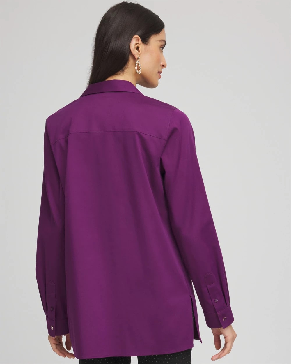 No Iron™ Novelty Button Tunic Purple Royale - Chico's