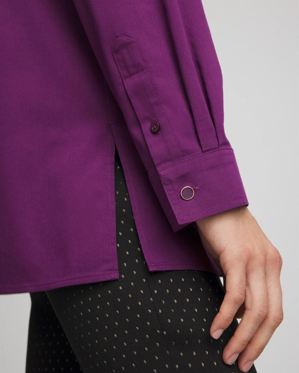 No Iron™ Novelty Button Tunic Purple Royale - Chico's