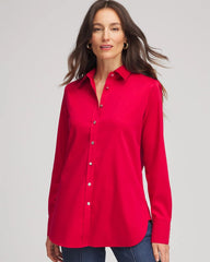 No Iron™ Rhinestone Button Shirt Carmine Red - Chico's
