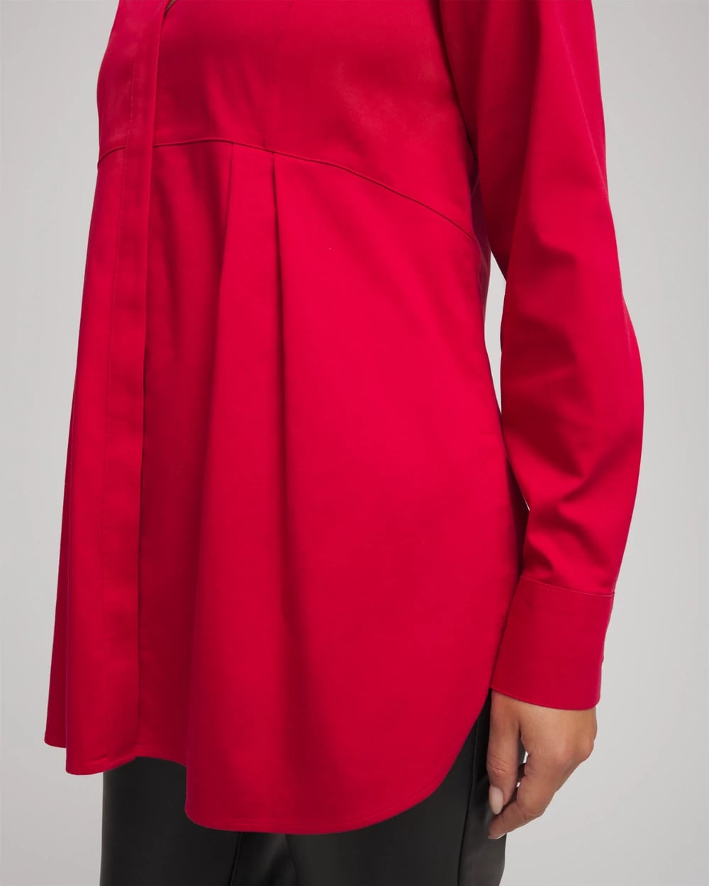 No Iron™ Peplum Pleated Shirt Carmine Red - Chico's