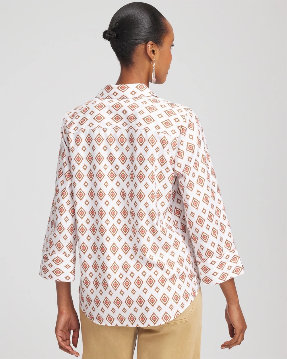 No Iron™ Tie-Front Geo-Print Shirt Siesta Rose - Chico's