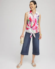 No Iron™ Bloom Linen Tie-Front Shirt Crushed Berries - Chico's