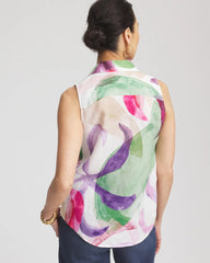 No Iron™ Bloom Linen Tie-Front Shirt Crushed Berries - Chico's