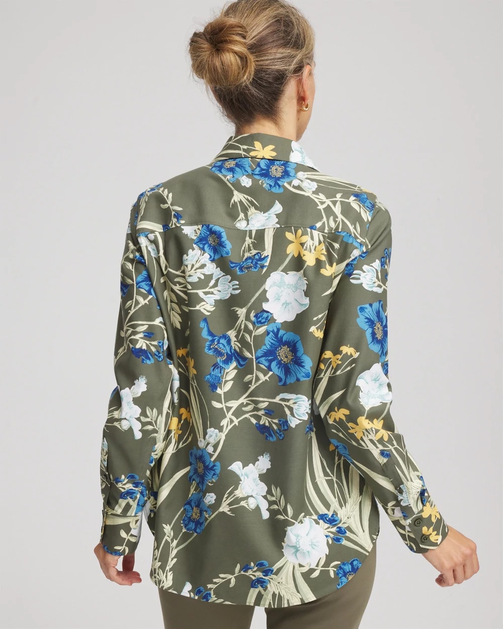 No Iron™ Printed Sateen Shirt Nettle Leaf - Chico's