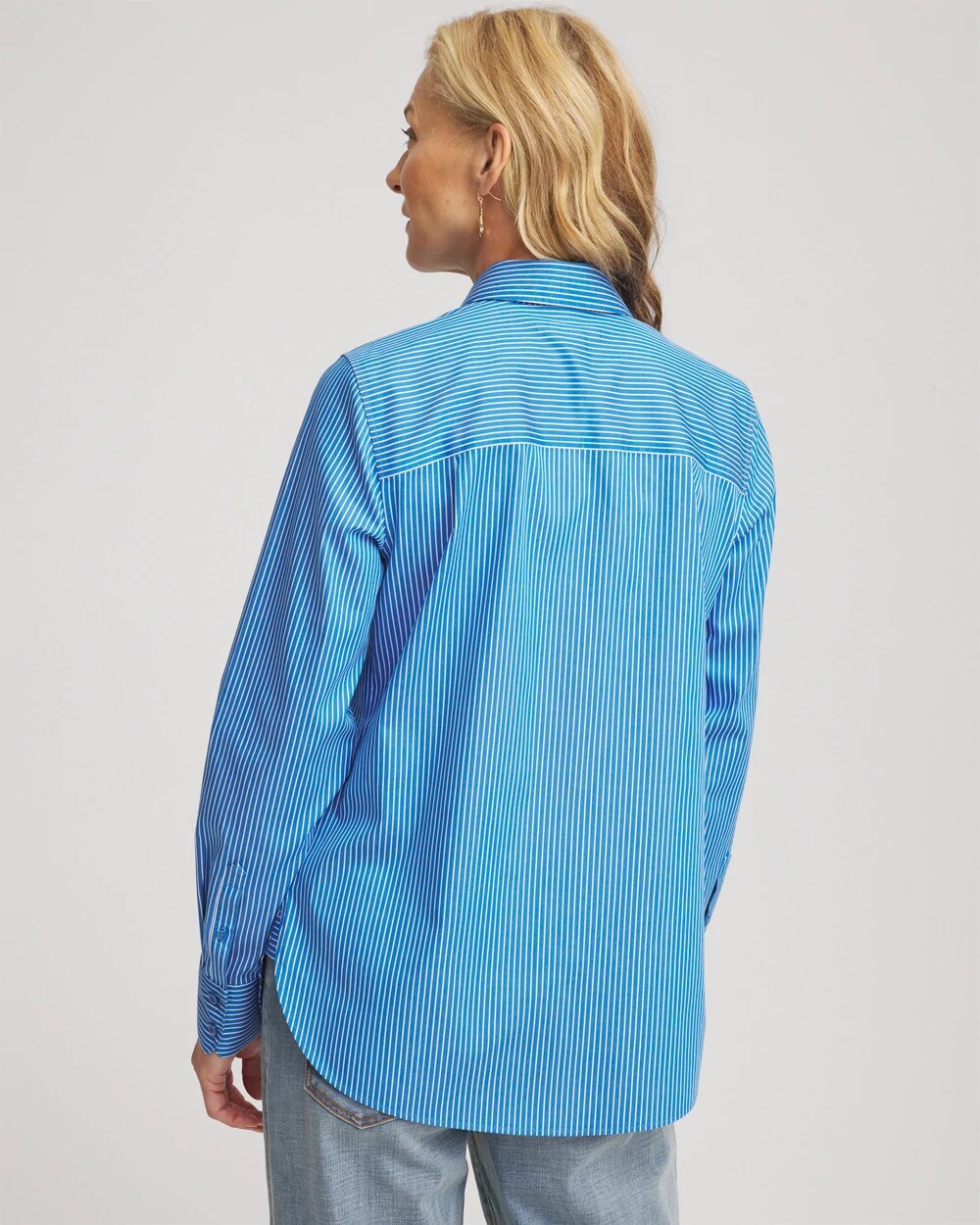 No Iron™ Classic Striped Shirt Empire Blue - Chico's