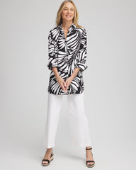 No Iron™ Printed Palms Button Down Tunic Black - Chico's