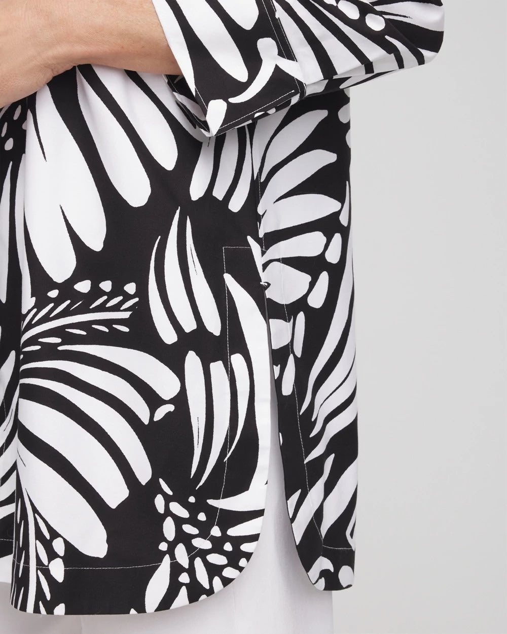 No Iron™ Printed Palms Button Down Tunic Black - Chico's