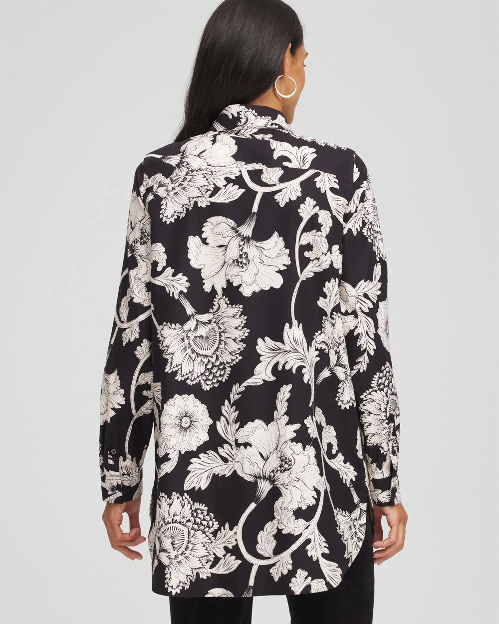 No Iron™ Bryne Bloom Stretch Tunic Black - Chico's