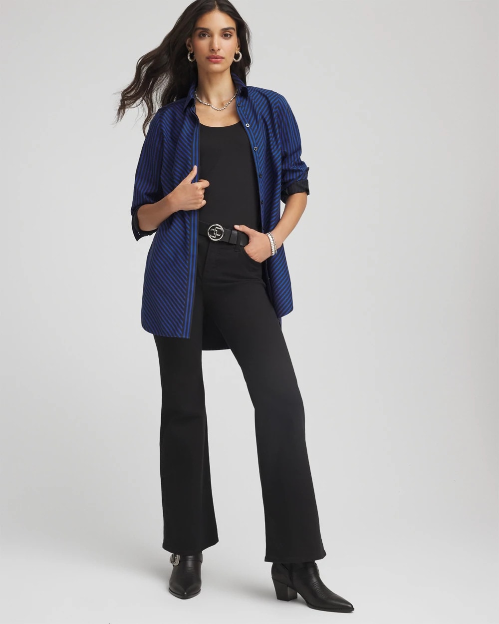 No Iron™ Slimming Striped Tunic Cobalt Stone - Chico's