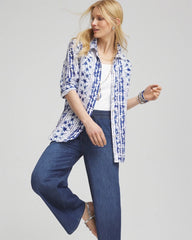 No Iron™ Star Print Linen Shirt Rich Cobalt - Chico's