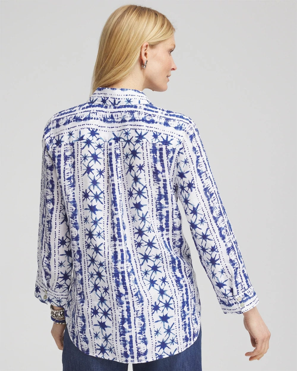 No Iron™ Star Print Linen Shirt Rich Cobalt - Chico's