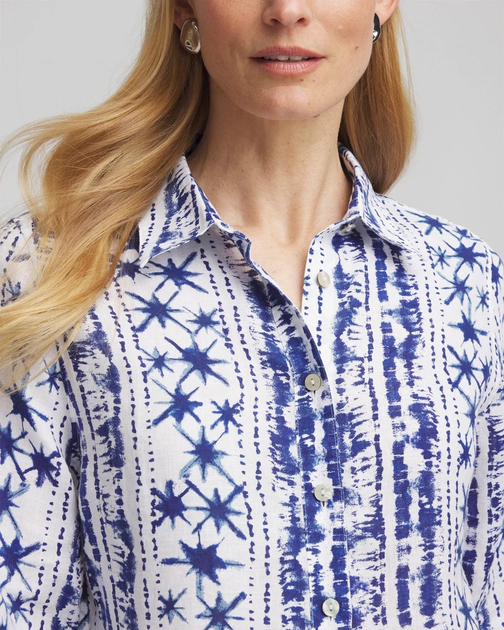 No Iron™ Star Print Linen Shirt Rich Cobalt - Chico's