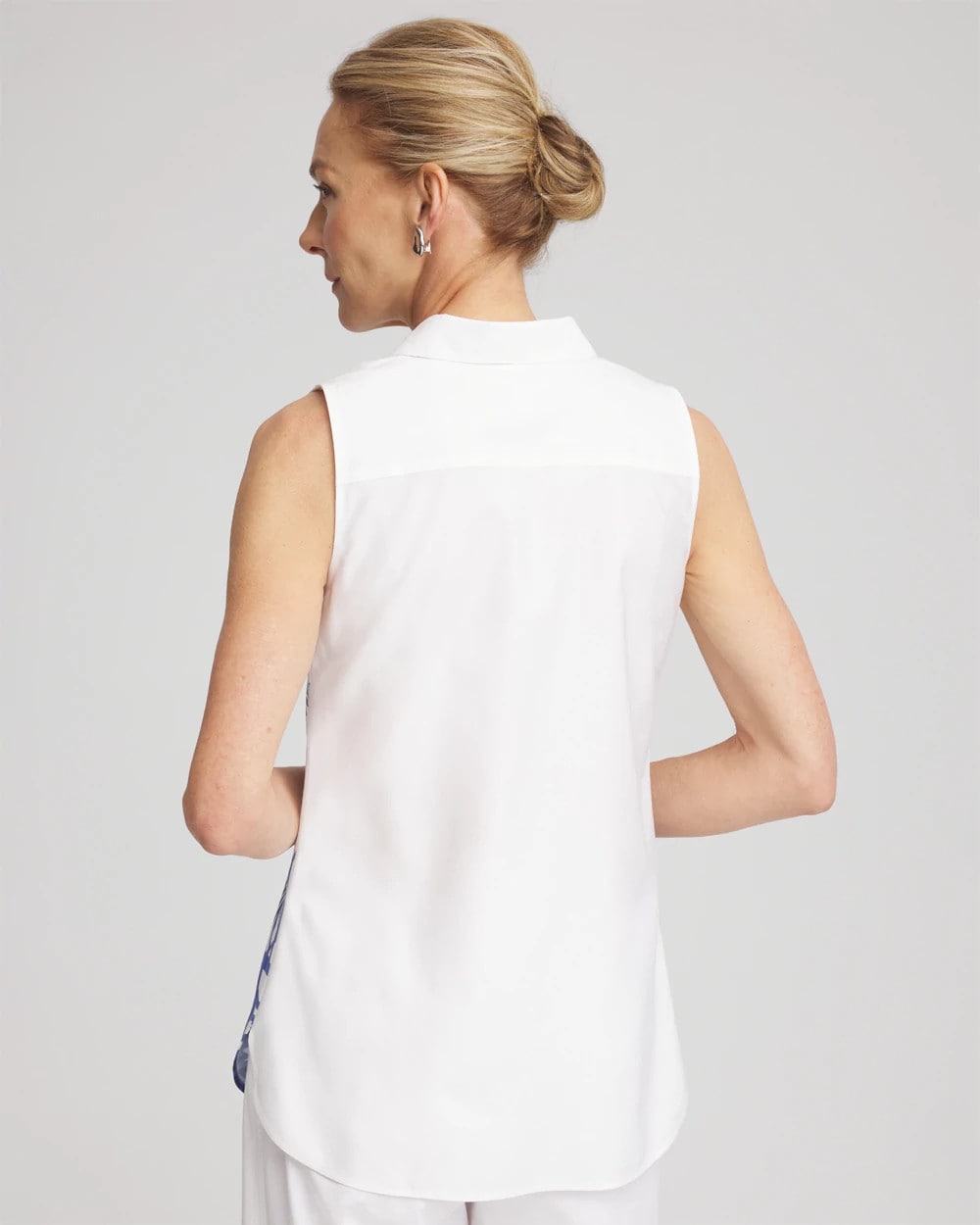 No Iron™ Palms Sleeveless Sateen Shirt Blue Casa - Chico's