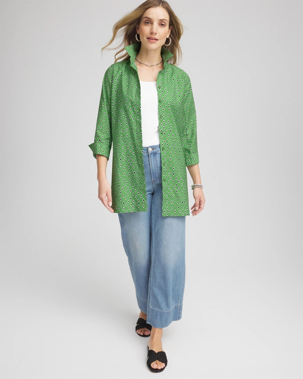 No Iron™ Geo-Print Tunic Salted Lime - Chico's