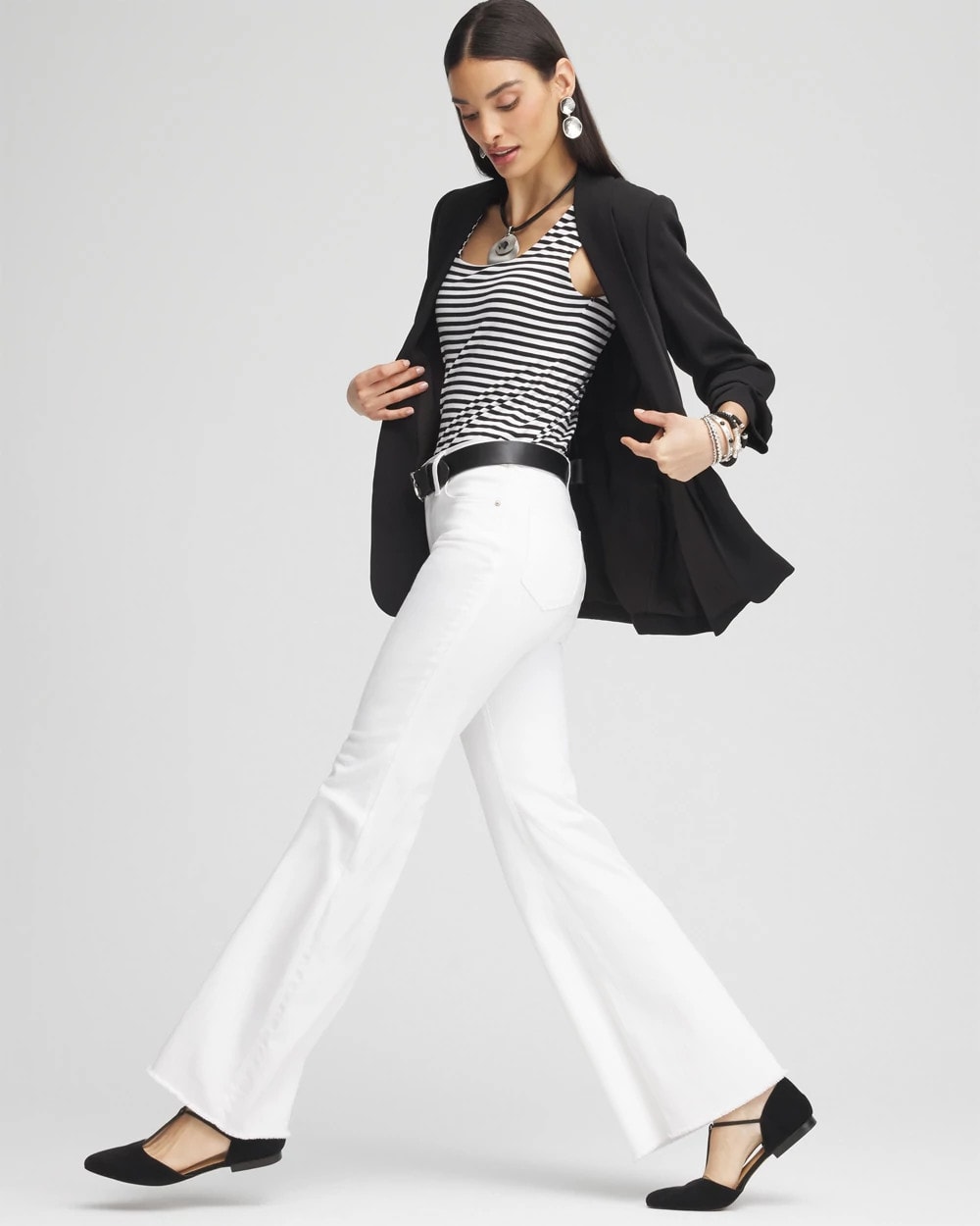 Girlfriend No Stain Frayed Flared Jeans Alabaster - Chico's