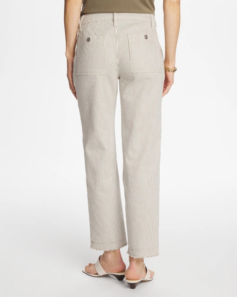 Stripe Girlfriend Straight Ankle Jeans Lichen - Chico's