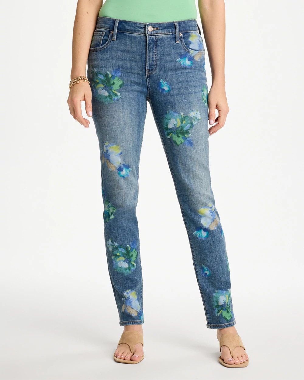 Girlfriend Slim Floral Ankle Jeans Meera Indigo - Chico's