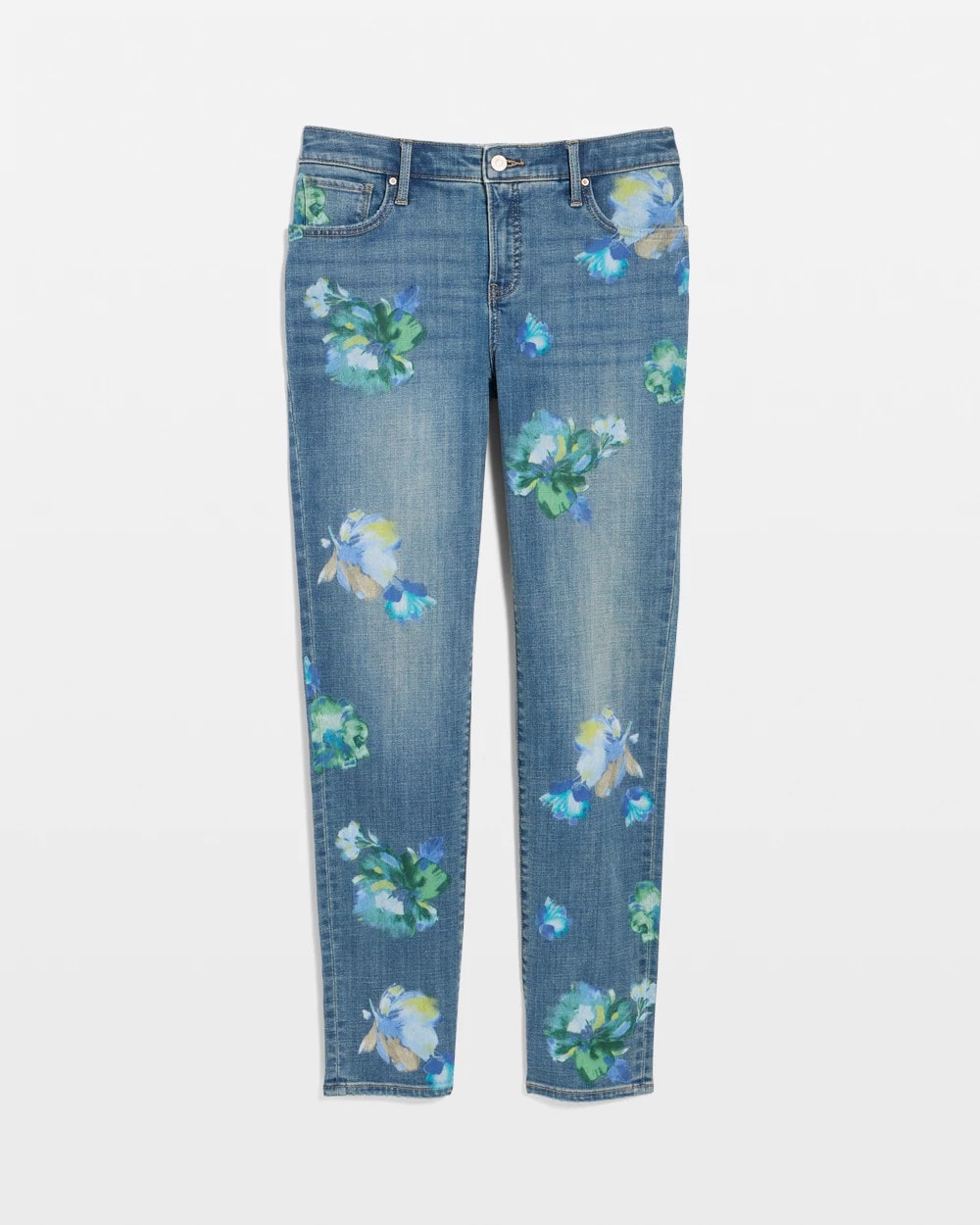 Girlfriend Slim Floral Ankle Jeans Meera Indigo - Chico's