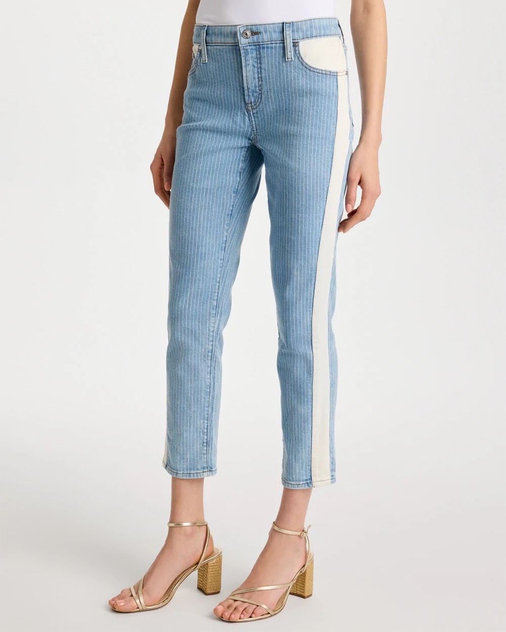 Girlfriend Ticking Stripe Crop Jeans Indigo - Chico's