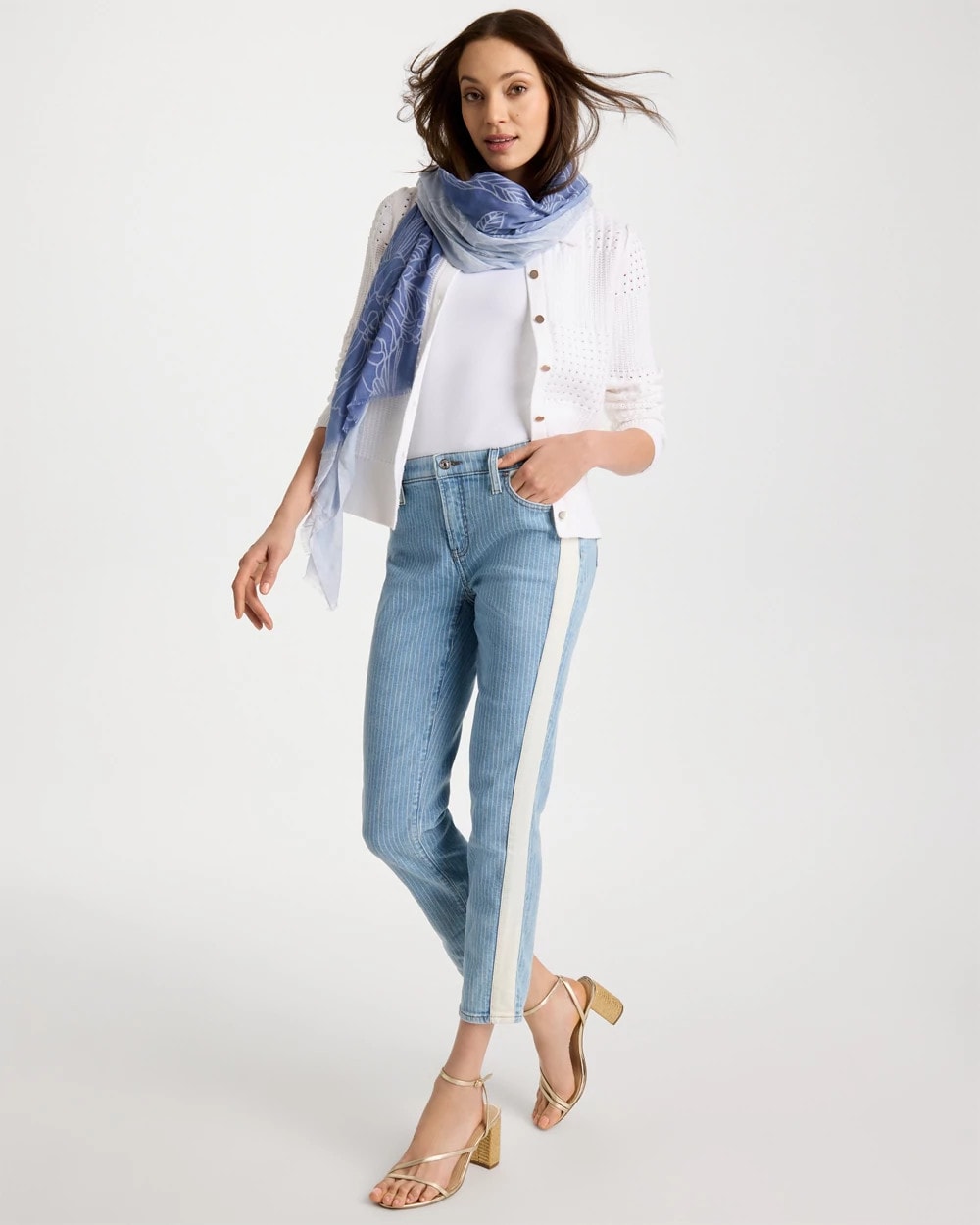Girlfriend Ticking Stripe Crop Jeans Indigo - Chico's
