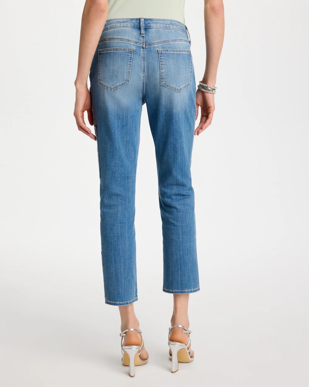 Floral Patchwork Girlfriend Crop Jeans Aquamarine Indigo - Chico's