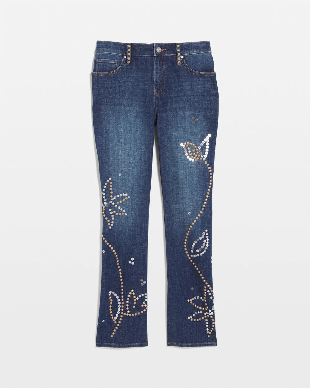 Embellished Girlfriend Cropped Flared Jeans Spellbound Indigo - Chico's